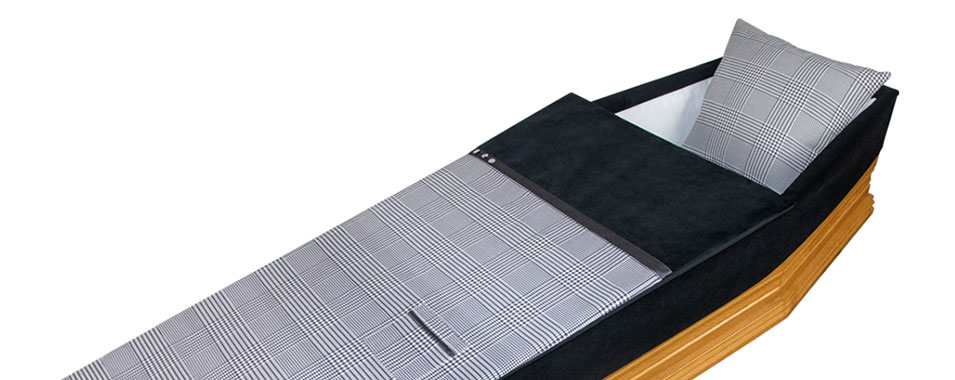 capiton pour cercueil funéraire avec imprimé prince de galles avec poche souvenir